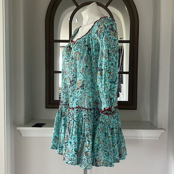 Poupette St. Barth Tesorino Mini Dress, Blue/ Red Trim, NWT, Size S/M - Picture 3 of 9